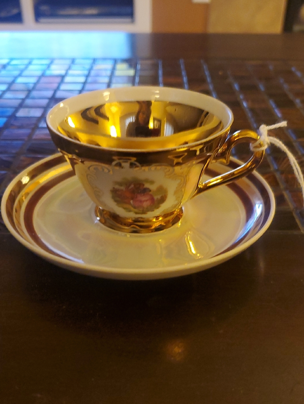 STW Bavarian 24K Demitasse Teacup and USSR Saucer Set - Elegant Floral Accent
